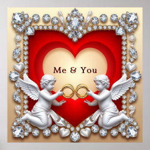 Affiche Design de coeur romantique