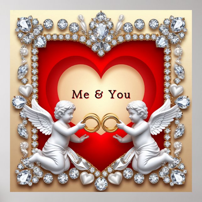 Affiche Design de coeur romantique (Devant)