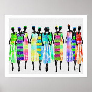 Affiche Design de crayon couleur pour femmes africaines