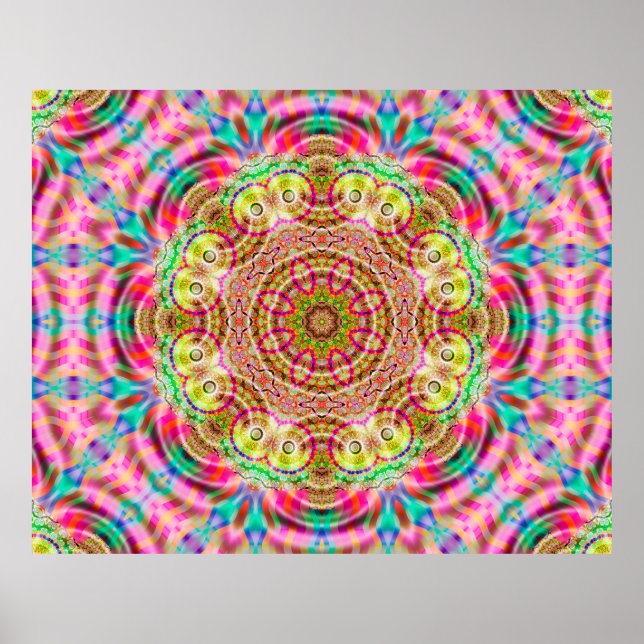 Affiche Design de fleurs Mandala (Devant)