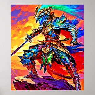 Affiche Design de héros d'armure dynamique