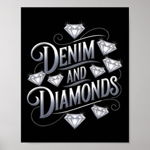Affiche Design de la coupe de glam Denim et Diamants
