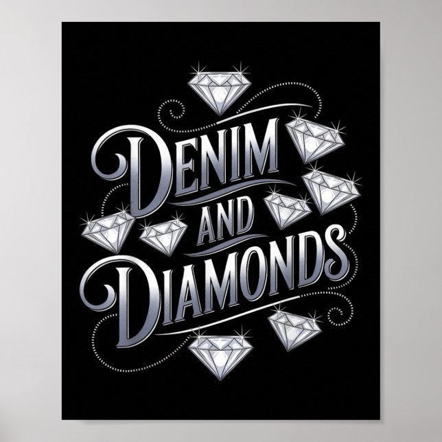 Affiche Design de la coupe de glam Denim et Diamants (Devant)