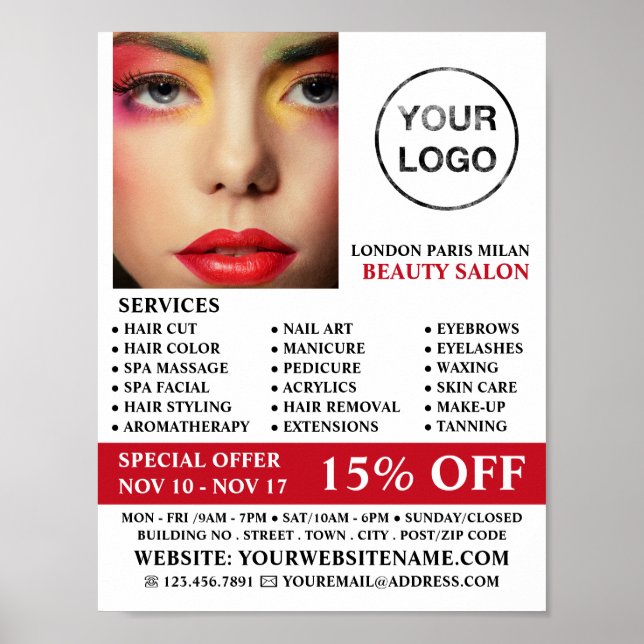 Affiche Design de maquillage élégant, beauté, salon de bea (Devant)