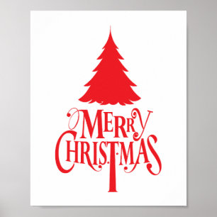 Affiche Design de Noël avec arbre rouge