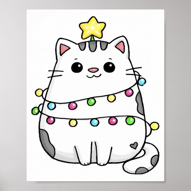 Affiche Design de Noël de chat mignon (Devant)