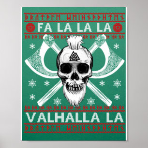 Affiche Design de Noël moche Fa-La-La-Valhalla Viking Val