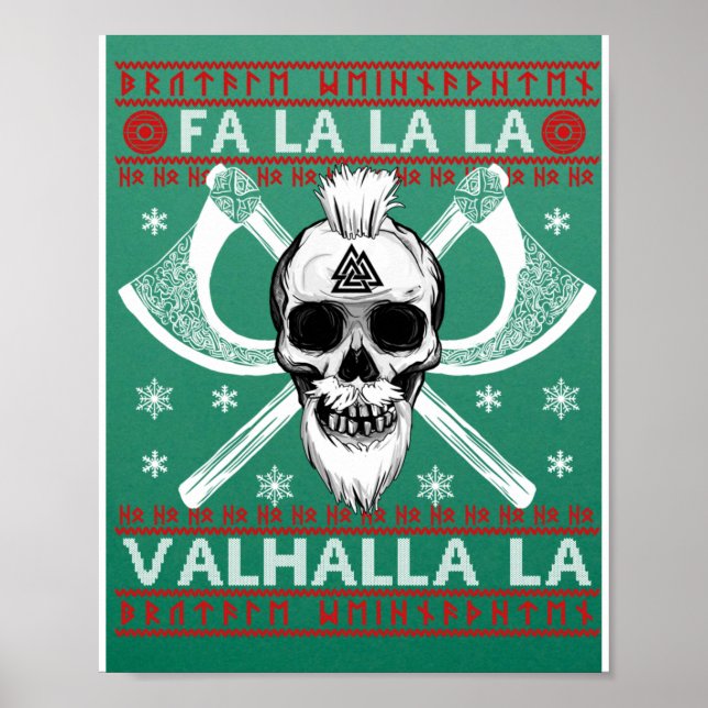 Affiche Design de Noël moche Fa-La-La-Valhalla Viking Val (Devant)
