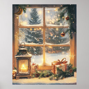 Affiche Design de Noël vintage. Double face. Père Noël