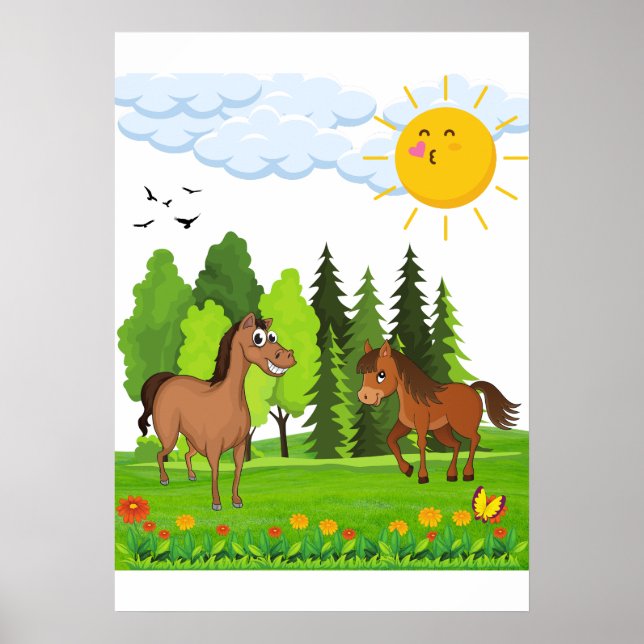 Affiche Design de petits chevaux pour les enfants (Devant)