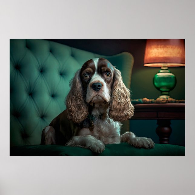 Affiche Design de portrait classique de Cocker Spaniel élé (Devant)