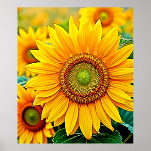 Affiche Design de sérénité du terrain de tournesol doré