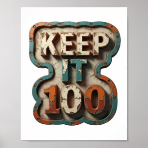 Affiche Design de slogan KEEP IT 100 Orange Élégant