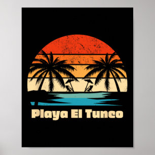 Affiche Design de surf Vintage rétro Playa El Tunco Beach