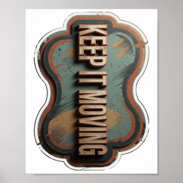 Affiche Design de texte KEEP IT MOVING Or Élégant (Devant)