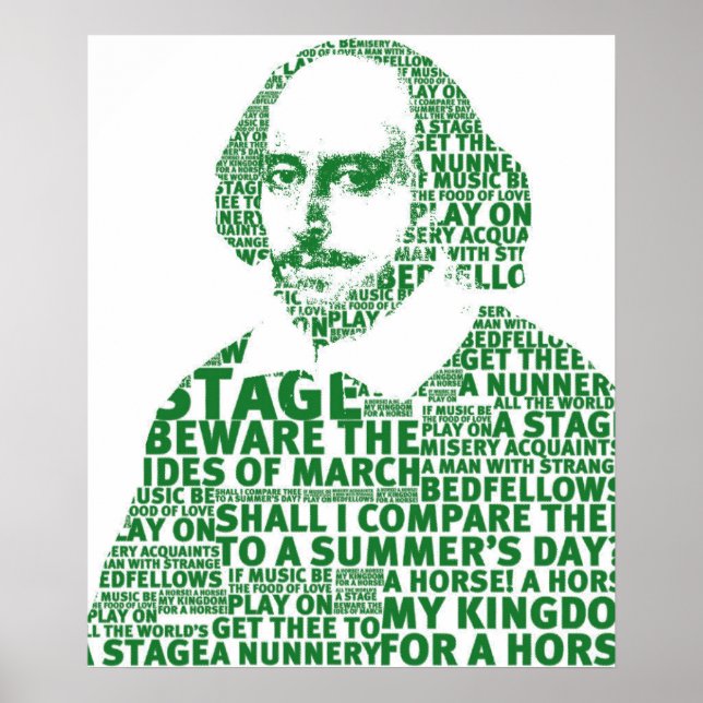 Affiche Design de texte vert Shakespeare (Devant)