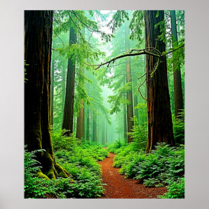 Affiche Design de tranquillité de la forêt de Redwood