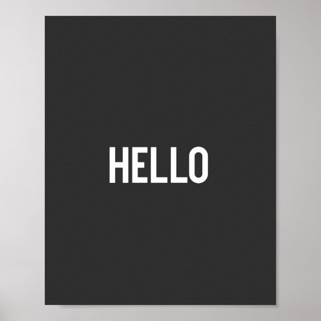 Affiche Design de typographie en noir et blanc - HELLO (Devant)