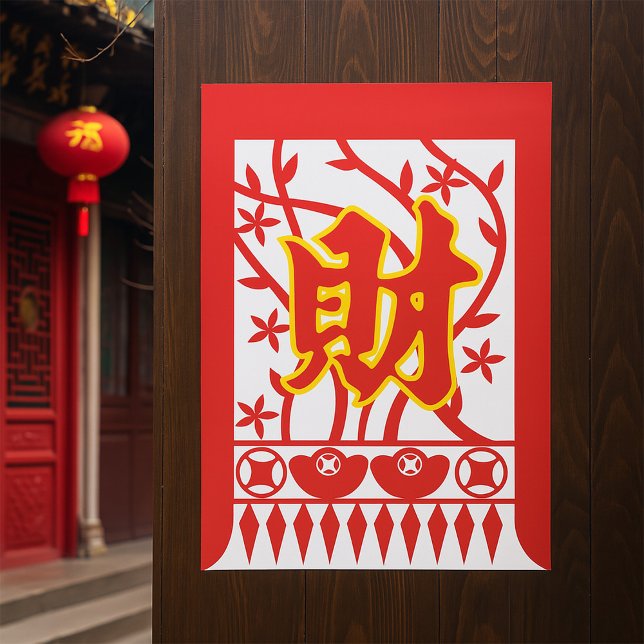 Affiche Design d'enveloppe rouge chinoise avec symbole de  (Créateur téléchargé)