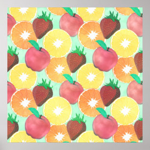 Affiche Design élégant et coloré de fruits d'été