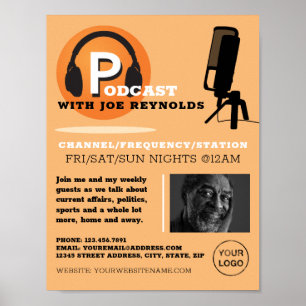 Affiche Design élégant, Podcaster, Podcast Publicité