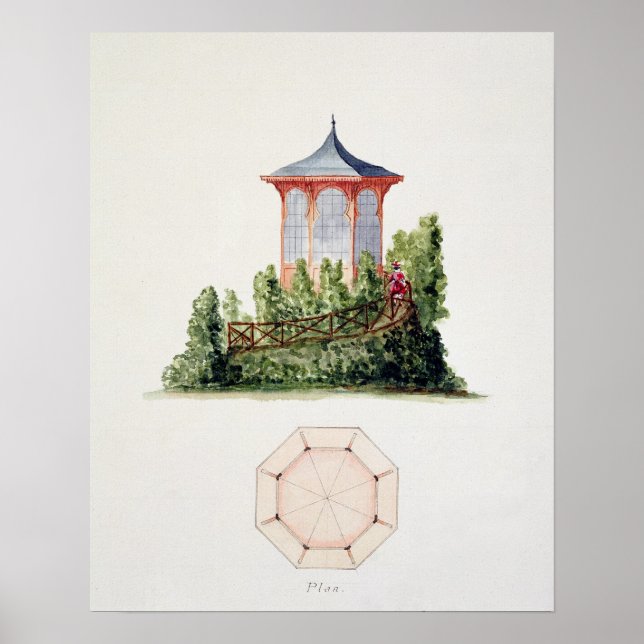 Affiche Design for a pavilion in simfied style oriental (Devant)