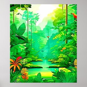Affiche Design forestier exotique