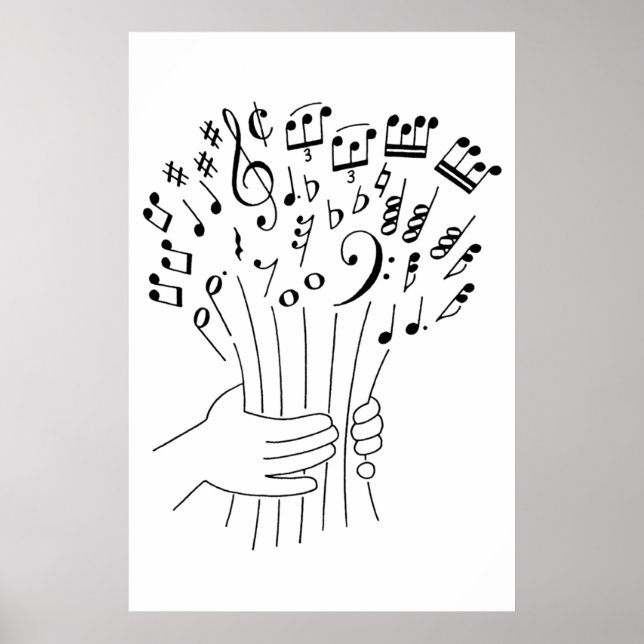 Affiche Design graphique : fleurs de notes musicales - (Devant)