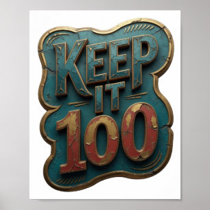 Affiche Design Iconique Or KEEP IT 100