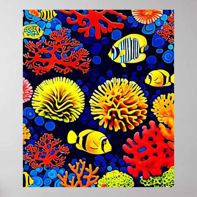 Affiche Design lumineux de la vie sous-marine (Devant)