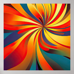 Affiche Design maximaliste à ondes florales
