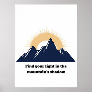 Affiche Design minimaliste de montagne et de soleil levant