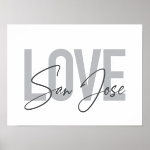 Affiche Design moderne, simple, chic, cool Love San Jose