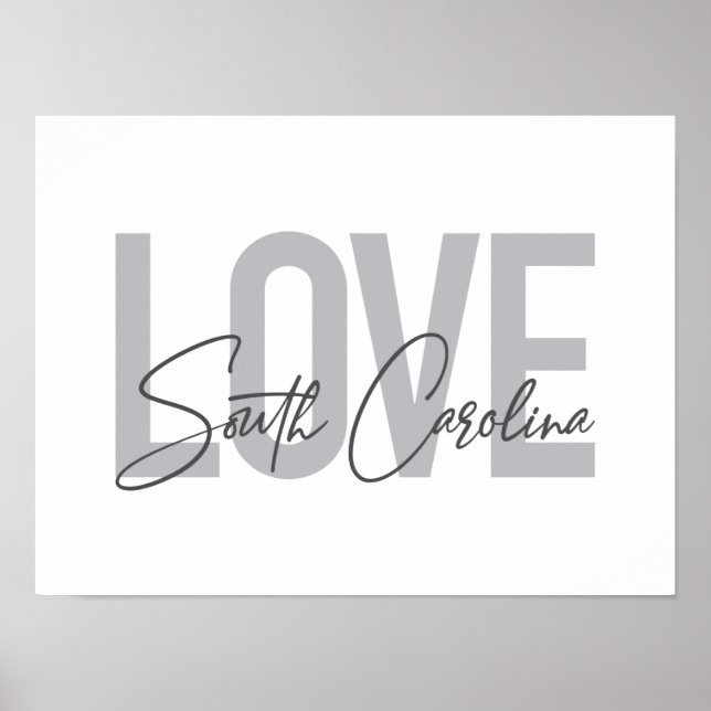 Affiche Design moderne, simple, cool Love South Carolina (Devant)