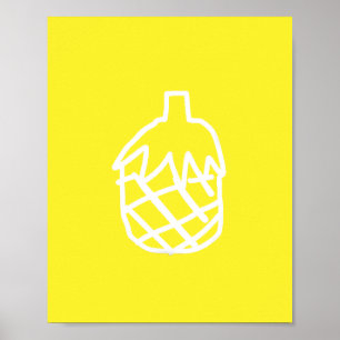 Affiche Design moderne simple en ananas jaune