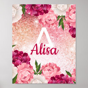 Affiche Design monogramme de Parties scintillant florale