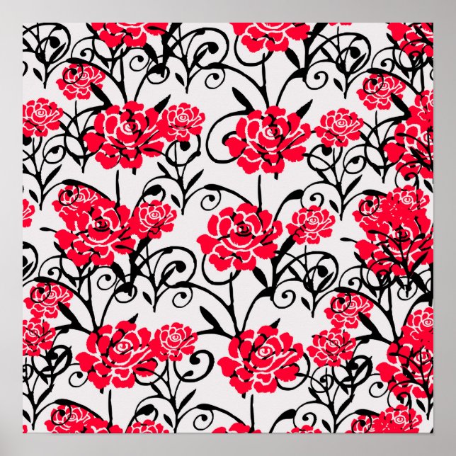 Affiche Design Motif d'illustrations de rose rouge (Devant)