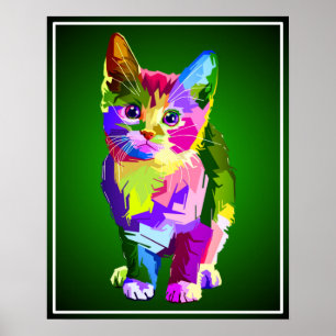 Affiche Design prismatique Stylisé Kitten-32345