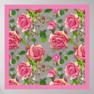 Affiche Design Rose de jardin de campagne français élégant