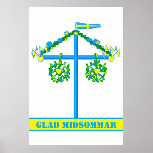 Affiche design scandinave, Personnalisé Glad midsommar
