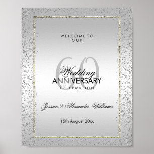 Affiche Design Silver Confetti 60e Mariage Diamond