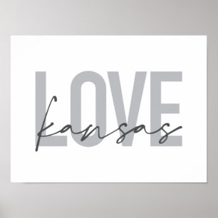 Affiche Design simple, moderne, urbain, cool Love Kansas