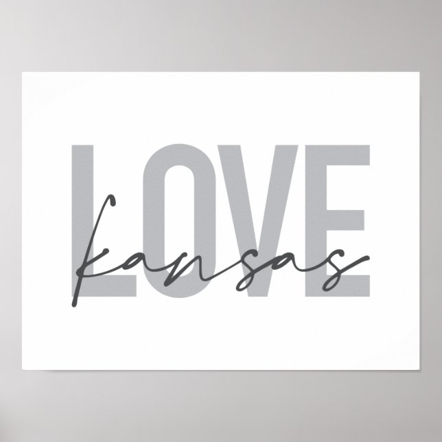 Affiche Design simple, moderne, urbain, cool Love Kansas (Devant)