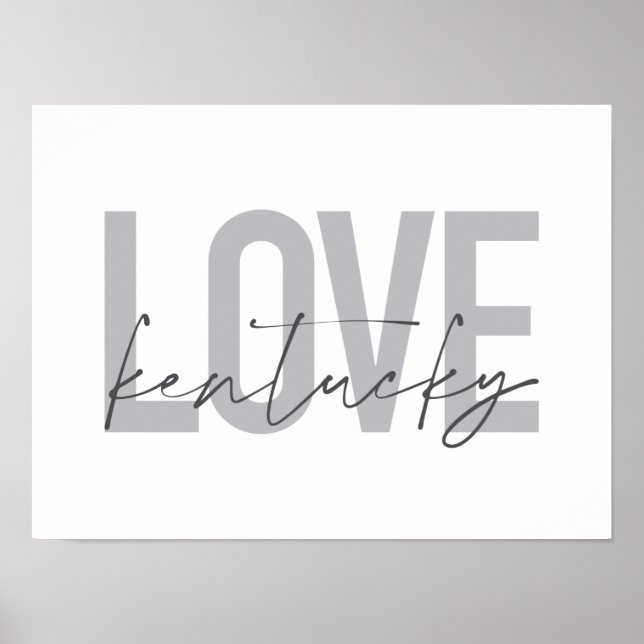 Affiche Design simple, moderne, urbain, cool Love Kentucky (Devant)