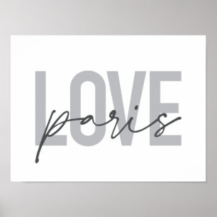Affiche Design simple, moderne, urbain, cool Love Paris