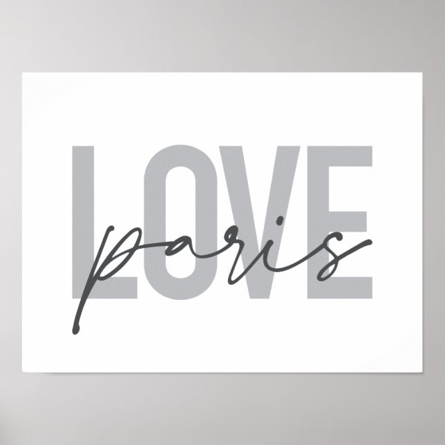 Affiche Design simple, moderne, urbain, cool Love Paris (Devant)