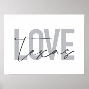 Affiche Design simple, moderne, urbain, cool Love Texas