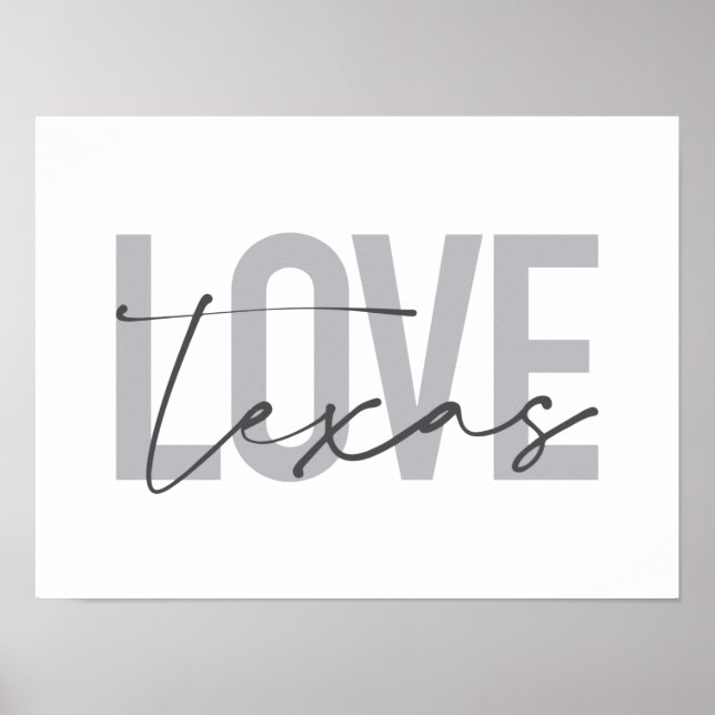 Affiche Design simple, moderne, urbain, cool Love Texas (Devant)