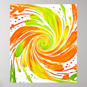 Affiche Design spiral vert et orange