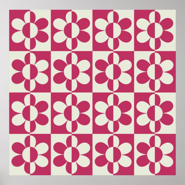 Affiche Design super rétro sans couture avec marguerite vi (Devant)